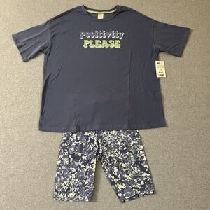 Secret Treasures Pajama Set Womens Small Blue Bike Shorts Loungewear New